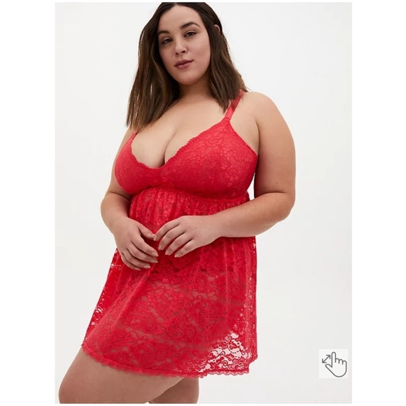 Torrid Hot Coral Lace Babydoll size 2X - Picture 1 of 8